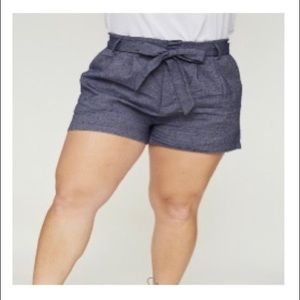 💜high waisted tie shorts denim blue plus size 2x